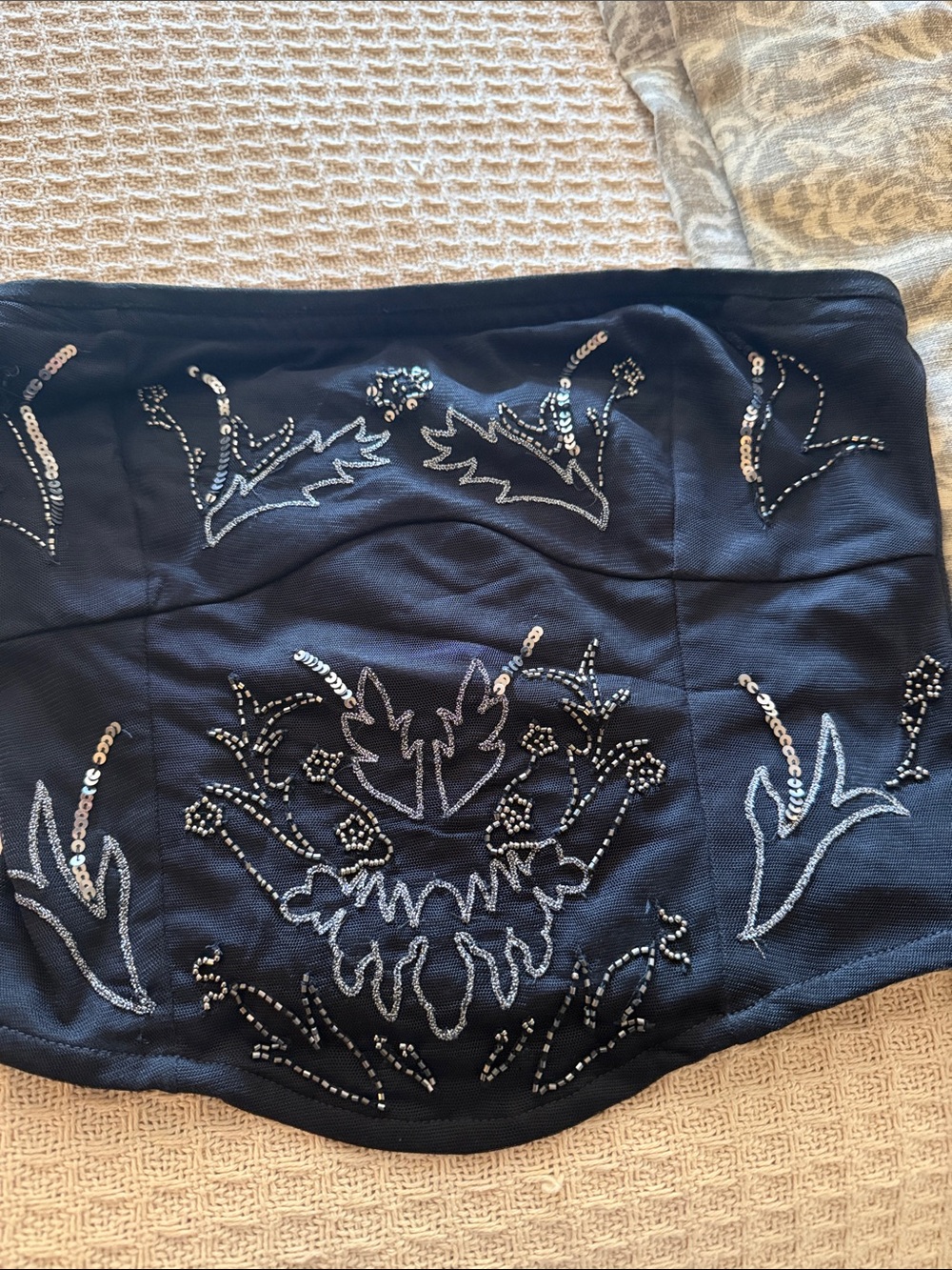Embellished Black Women's Strapless Top